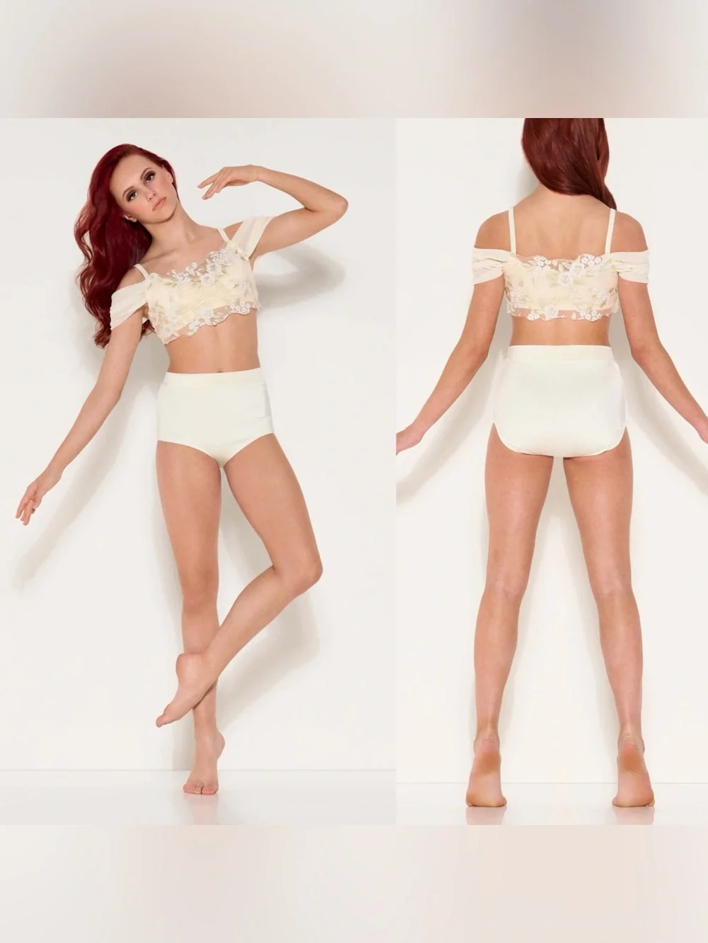 Kelle dance lyrical contemporary costume white ivory 2 piece 4472 born again SA